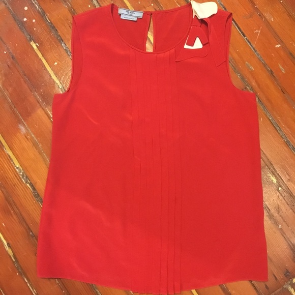 Prada Red Silk Bow Blouse - Picture 3 of 6